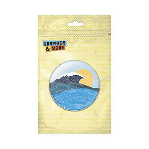 Waves Rolling Sunshine Ocean Pinback Button Pin Badge - 3 Inch Diameter