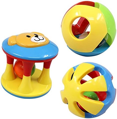 VICTORY-TOY,Animal Fun 3 Piece Baby Rattle Set Educational Toys Boys Girls for 0-5 Years Old,Lovely Bear