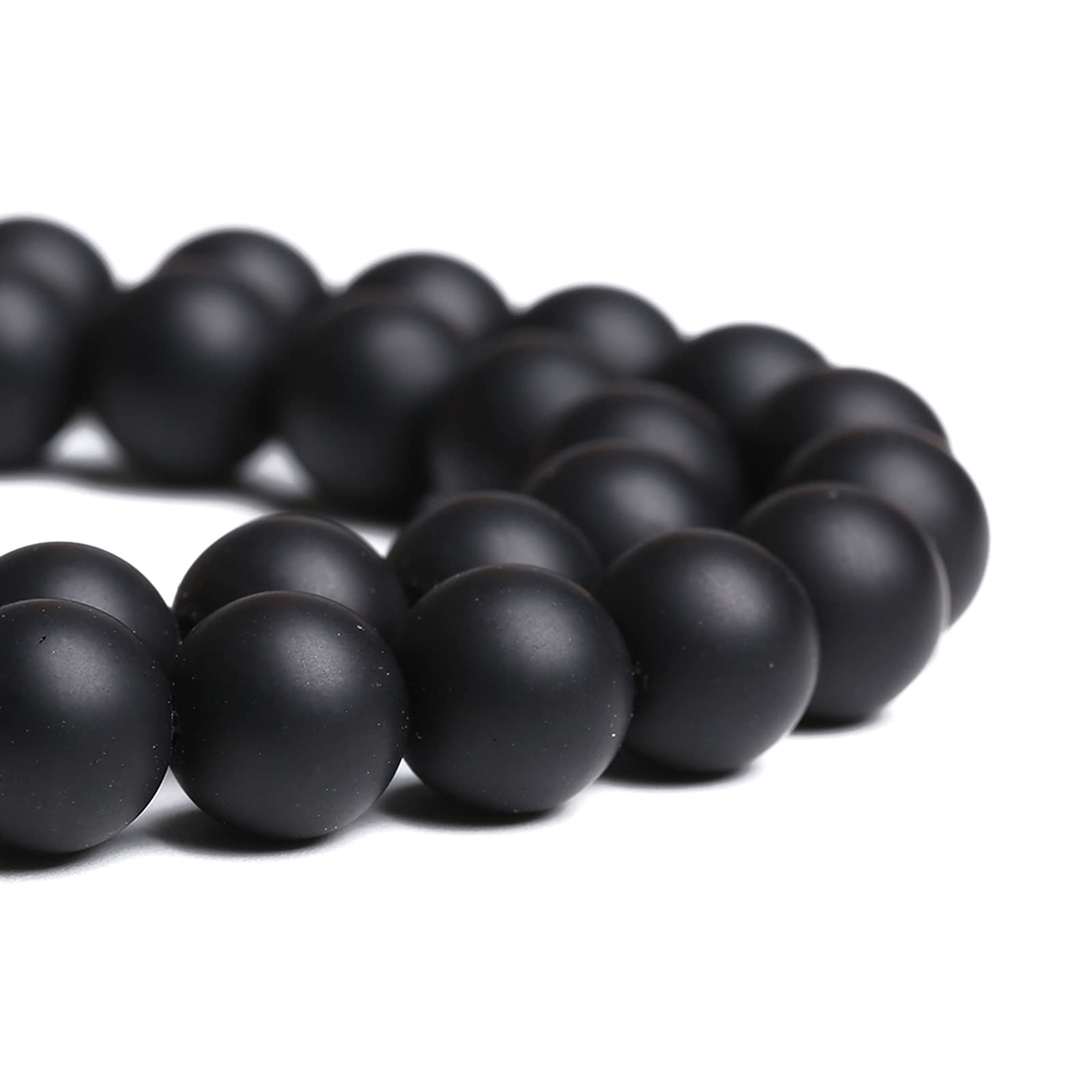 Photo 1 of 10MM 38PCS Natural Stone Matte Black Agate Loose Beads for Jewelry Making DIY Bracelet Necklace