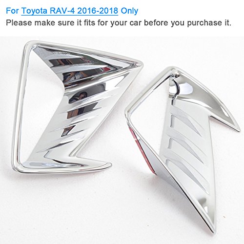 Kadore Front Fog Light Lamp Cover Trim Bezels fit For Toyota RAV4 RAV-4 2016 2017 ABS Chrome 2PCS/SET (117201 Front Fog Light Cover)