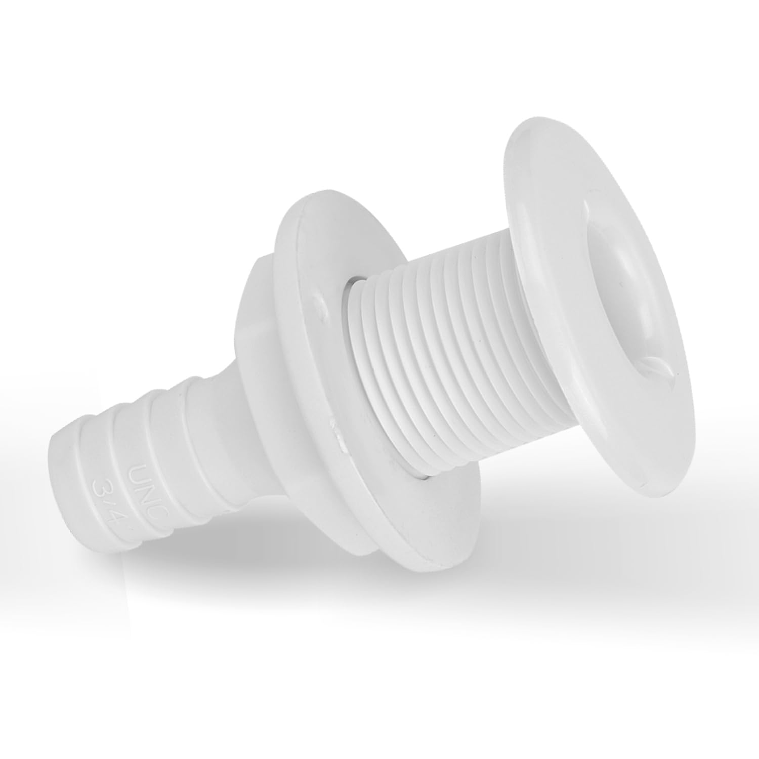 Thru Hull Fitting, 3/4in Plastic Marine Thru Hull Exhaust Fittings Boat Drain Outlet Plug White Marine Accessory Drain Outlet, Vent Plastic Thru-Hull Bilge Pump Drain Vent Hose Fitting
