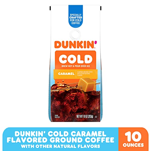 DUNKIN’ COLD CARAMEL FLAVORED GROUND COFFEE, 10 OUNCE