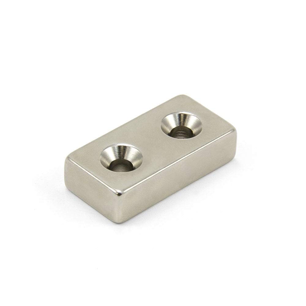 N42 Neodymium Magnet for Engineering, Manufacturing and DIY - 40mm x 20mm x 10mm thick x 5.5mm Countersunk - 24.4kg Pull