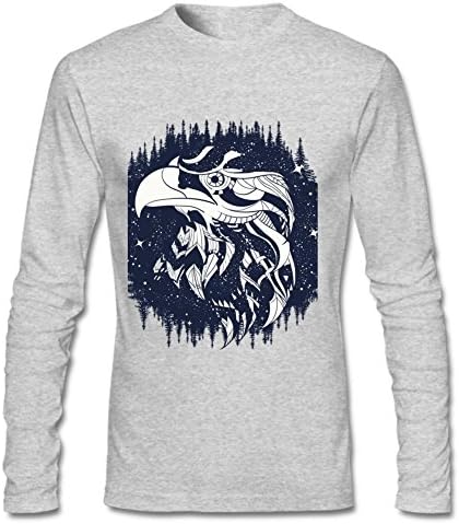 Star Hawk Men's Long Sleeve Cotton Crewneck T-Shirt L Gray