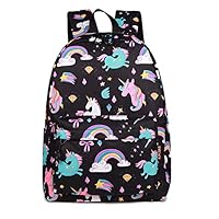 AINIBAB Kids School Backpack School bag Unicorn Bookbag for Boys Girls (Black unicorn)