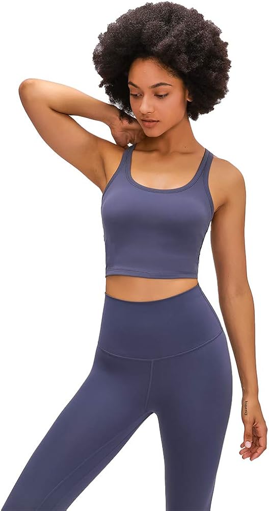 LITIAN Women's Longline Sports Bras Yoga Racerback Crop Tops Padded Workout Bra at  Women’s Clothing store