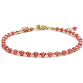 Morchic 3mm Tiny Beads Natural Gemstone Bracelet for Women, Adjustable 7.1" Energy Gem Charm Jewelry, Dainty Handmade Birthday Gift