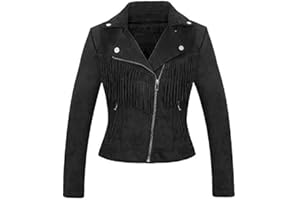 CHARTOU Women's Fall 2023 Fashion Faux Suede Leather Casual Moto Biker Jacket Coats