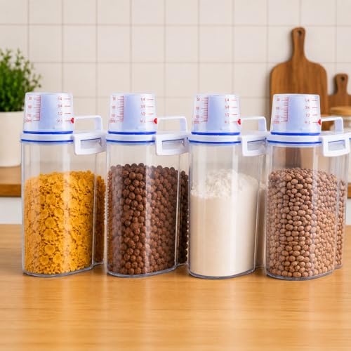 Kit 4 Unids Potes Herméticos 2 Litros Organizador Para Cozinha e Lavanderia