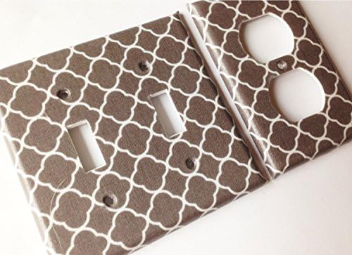 Gray Quatrefoil Trellis Light Switch Cover - Various Sizes Offered
