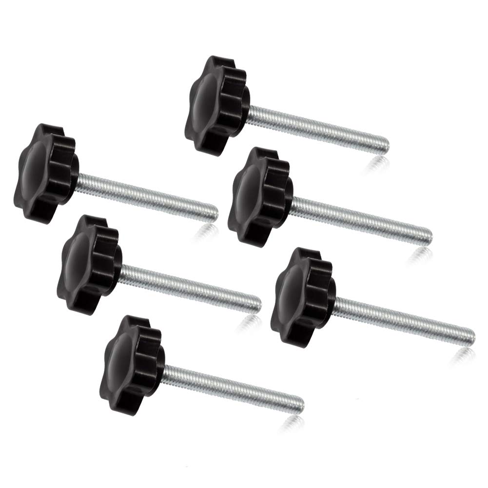 SPEEDWOX 6 Pcs Clamping Screw Knob M5 x 40 Plum Hex Shaped Hand Knobs Knurled Thumb Screw Handle Clamping Knob Male Thread Metric Thread
