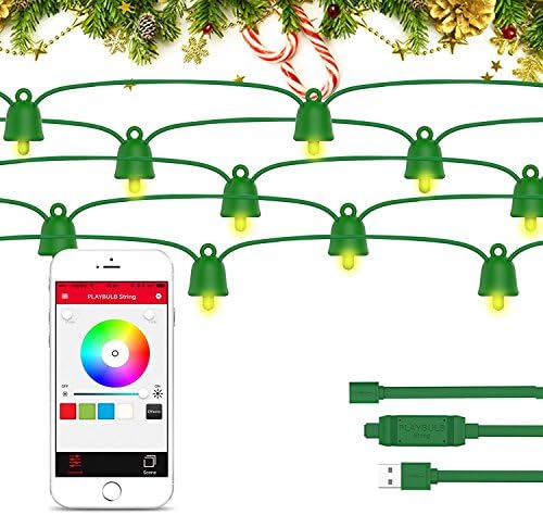 PLAYBULB Waterproof 33ft/10m Smart Led string lights, Color Changing Starry Rope Lights with Remote Timer, USB / Battery powered - for Xmas, Wedding, Patio, Christmas, Party, Garden