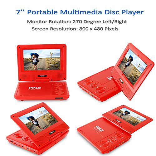 7" Portable Multimedia Disc Player High Res CD DVD Player with Swivel Angle Flip Screen