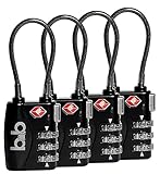 Small Combination Padlock Set - Travel TSA Lock Set - Cable Luggage Lock for Bag, Suitcase, Backpack - Pack of 4