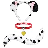 Dalmatian Ears Headband Tail Dalmatian Costume Adult Puppy Ears Headband Tail for Women Halloween Dalmatian Dress Up