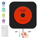 Portable CD Player, Rofeer Bluetooth Wall Mountable CD Music Player Home Audio Boombox with Remote Control FM Radio Built-in HiFi Speakers, MP3 Headphone Jack AUX Input Output, Black