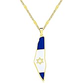 Tobestu Blue and White Star of David Israel Flag Necklace - Israeli Pride Jewelry for Men YA5139