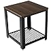 VASAGLE 2-Tier End Table Square-Frame Side Table with Metal Grate Shelf Dark Walnut