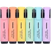 TWOHANDS Highlighter,Chisel Tip Marker Pen,6 Assorted Pastel Colors | Large Ink Reservoir, Extra Long Marking Performance, H2007