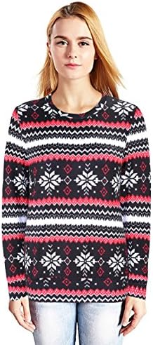 frose Unisex Casual Loose Hoodies Hooded Sweater Geometric Elk Snowflakes Long Sleeve