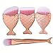Makeup Brushes Set, LHEI Fish Scale Makeup Brush Fishtail Bottom Brush Powder Blush Makeup Cosmetic Brushes Tool (4pcs Rose Gold)