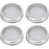 DragonflyDreams 4 Pack Stainless Steel Sprouting Lids Stainless Steel Superb Sprouting Jar Strainer Lid for Wide Mouth Mason Jars for Making Organic Sprout Seeds Kitchen Supplies