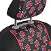 BDK Red Rose Car Seat Covers for Front Seats, 2 Pack – Flower Pattern Front Seat Cover Set with Matching Headrest, Sideless Design for Easy Installation, Fits Most Car Truck Van and SUV