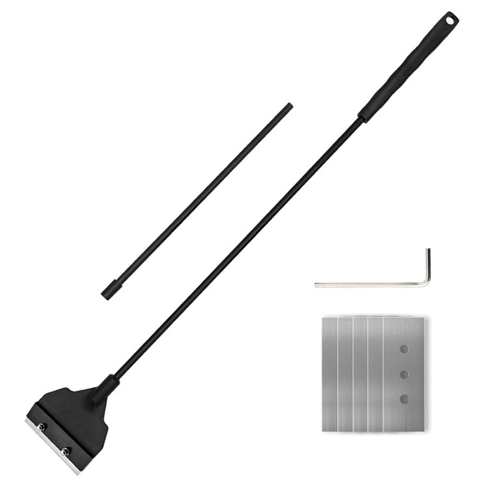 Gelishan Long Ergonomic Handle Steel Algae Scrapers 65cm Fish Tank Cleaner Maintenance Scraper Right Angle Aquarium Gravel with 5 Replacement Blades for Fish Tank