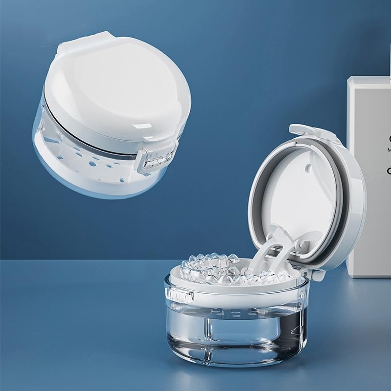 Photo 1 of 1 Pcs Automatic Rising Denture Bath Box Cup Complete Clean Care for Dentures Braces Cleaner Cup