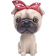 KEYUM Cute Bobble Head Dog Car Dashboard Decoration Mini Bobbleheads Pug Figurine Funny Shaking Head Dog Toy Animal Puppy Home Office Desktop Resin Ornaments