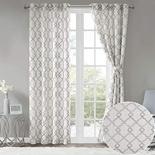 Amazon Com Comfort Spaces Bridget Faux Linen Fretwork Window