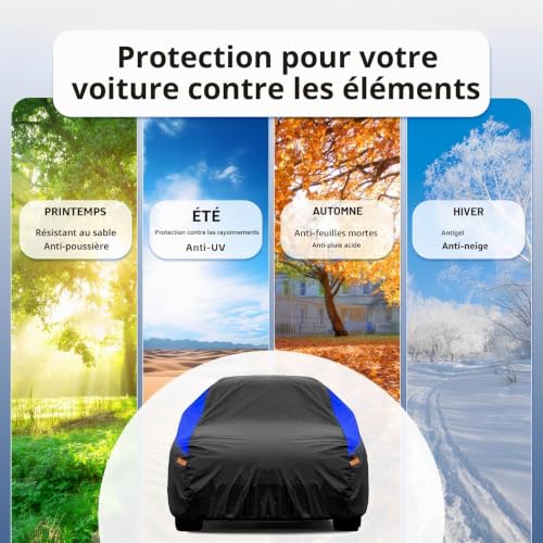 Gunhyi Breathable and Waterproof Outdoor Car Cover for All Weather, Anti-UV Protection Against Dust, Rain, Universal for Golf 308 Captur 1 Series Class A (415-450 cm) 2L