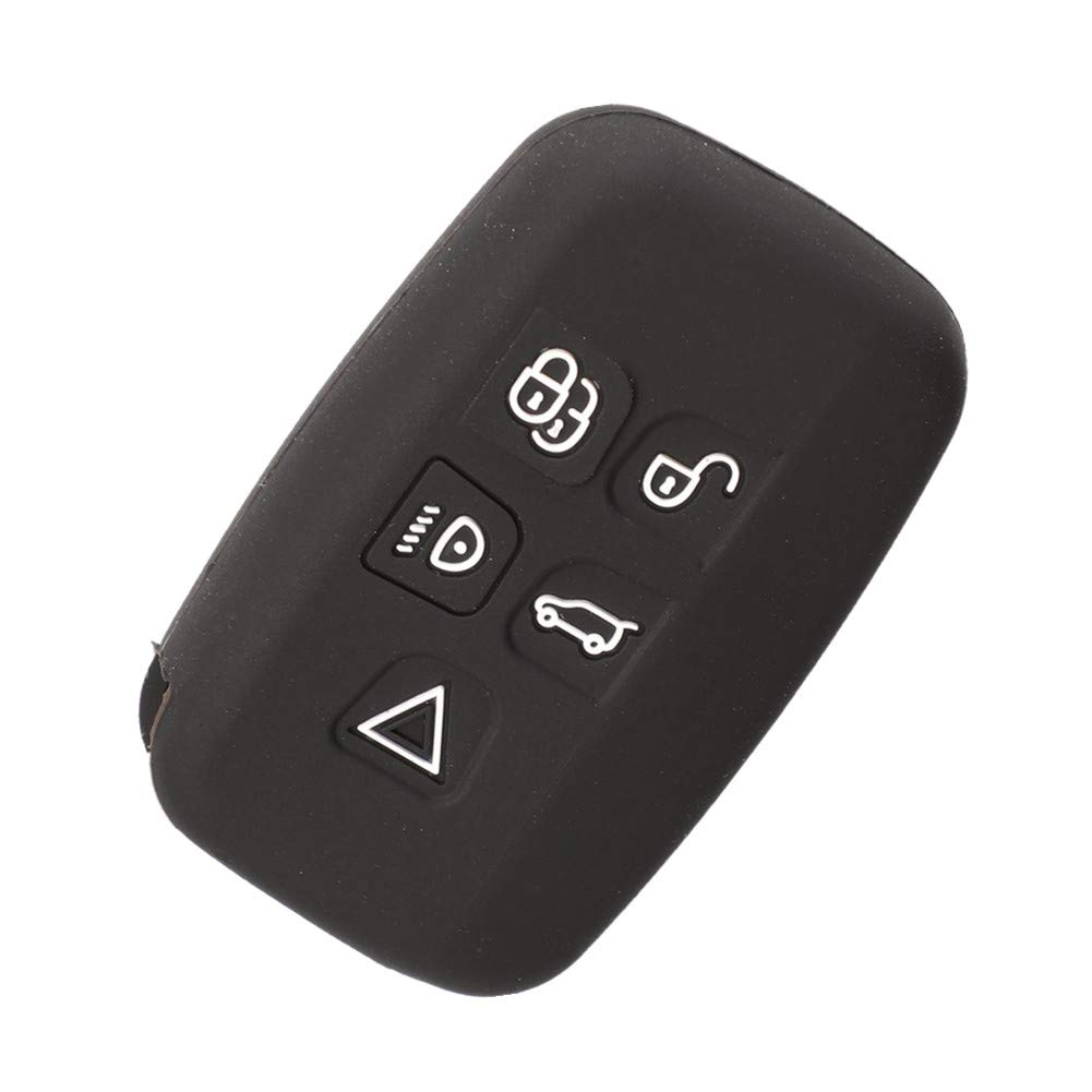 Happyit Silicone Car Key Cover Case Suitable for Land Rover RANGE ROVER SPORT Evoque Freelander 2 DISCOVER Discovery 5 Buttons (Black)