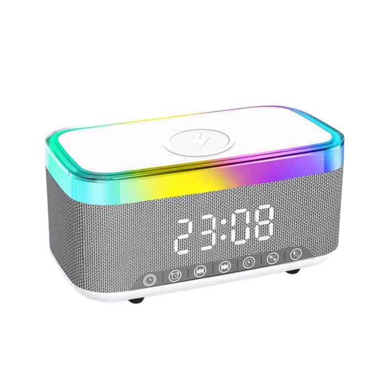 Photo 1 of (MISSING POWER CORD) Multifunctional Bluetooth Speaker | Rechargeable | Colorful ambient light & Customizable Alarm Clock | Supports Wireless Charging for Smartphones | Ideal for Indoor & Outdoor Gatherings and Camping