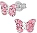 Hypoallergenic Sterling Silver Crystal Butterfly Stud Earrings for Kids - Pink