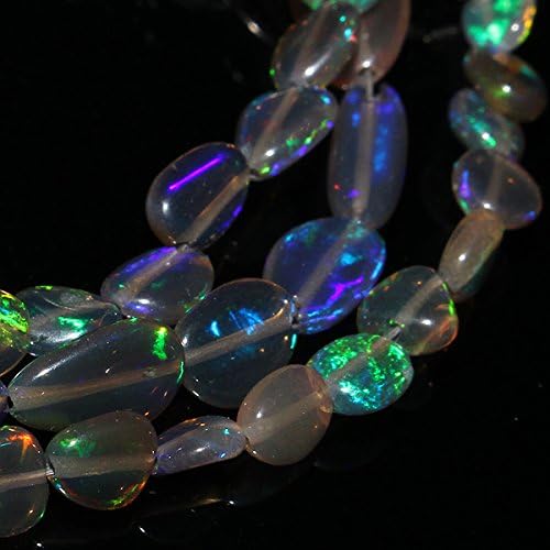 19 Cts Natural Ethiopian Welo Fire Black Opal Tumble Nuget Necklace #562