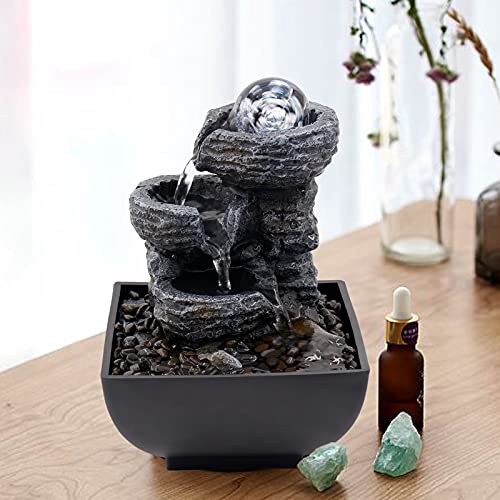 Water Fountains Indoor Tabletop Water Fountain with LED Coloured Lights