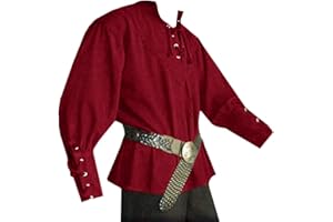 Karlywindow Mens Medieval Pirate Shirts Lace Up Scottish Mercenary Halloween Costume Shirt Tops