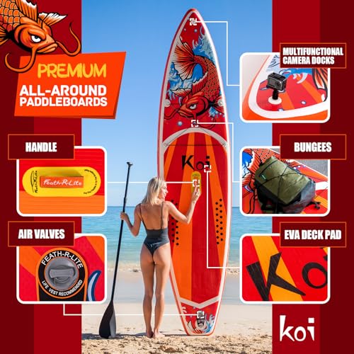 FunWater Inflatable Stand Up Paddle Board - Ultra-Light SUP PaddleBoard Includes ISUP,Adj Paddle,Pump,Backpack,Fins,Leash for Adults