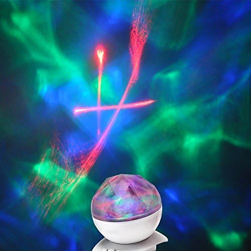 Aurora Projection Color Changing Sleep Soother with Speaker, Teen Room Decor Lamp for Baby Nursery, Ocean Wave Projector Night Light for Kids Boys Girls and Adult in Bedroom, Living Room White