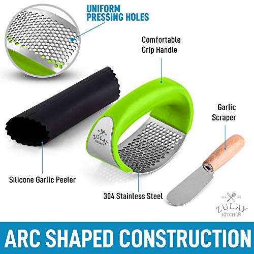 Zulay Stainless Steel Garlic Press Rocker Set Premium Garlic Mincer