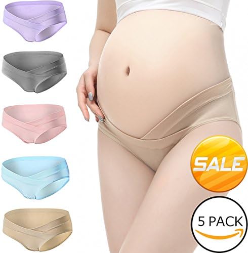 YUNF Women's Cotton Under The Bump Maternity Panties Healthy Underwear Multi Pack(5pc-1 M)