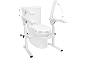 SRORA Toilet Safety Rails for Elderly (520 lbs), Handicap Toilet Rails with Foldable Handles, Toilet Assist Rails, Toilet Rails for Seniors, Heavy Duty Toilet Safety Frames Rails with Arms,Christmas