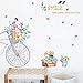 dktie Flower Wall Decals for Living Room Flowers Decorations for Wall Stickers for Bedroom Living Room Removale Art Decal，Two Pieces Combination 40*60cm/15.7*23.6inch