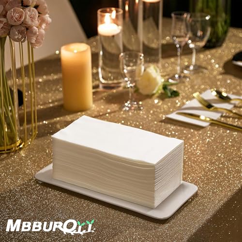 MBBUROYY Disposable Guest Towels, Linen Feel Hand Towels, Cloth-Like Paper Napkins, Soft, Durable, Absorbent Paper Hand Towel for Kitchen, Parties, Bathroom,30×43cm,White,200 Pack