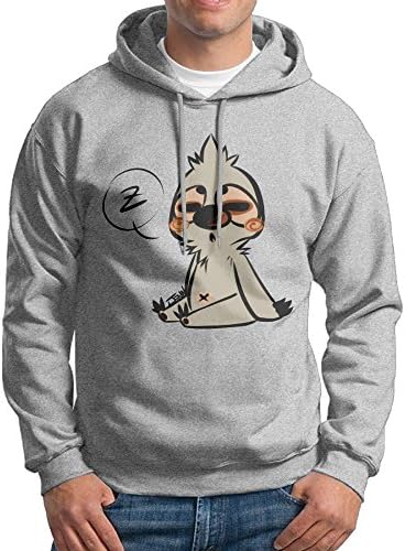 Fashion Men's Athletic Sloth Print Soft & Cozy Drawstring Sweatshirt Without Pocket Sweater Ash XL