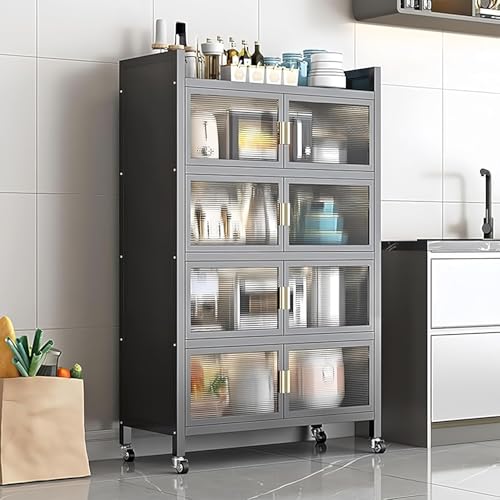 Vabches Alacenas para Despensa de 5 Niveles, Estante de Cocina con Ruedas Muebles para Cocina, Estante de Horno de microondas Muebles despensa Organizador de Cocina Alacenas (Gris)