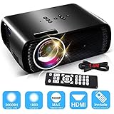 1800 Lumens LCD Projector, Konomio Home Theater Movie Multimedia Video Projector Support HD 1080P HDMI USB SD Card VGA AV for PC Laptop PS4 XBOX Smartphone Android iPhone TV Box with Free HDMI Cable