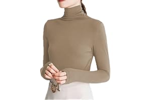 SUNFAYNIS Womens Soft Cotton Long Sleeve Mock Turtleneck Shirts Tops Stretch Underscrubs Layer Tee Tops
