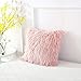 OJIA Deluxe Home Decorative Super Soft Plush Mongolian Faux Fur Throw Pillow Cover Cushion Case (24 x 24 Inch, Blush Pink)